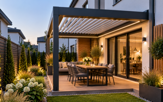 Pergola aus Polen mit Montage – wie plant man eine Terrasse bei einer Doppelhaushälfte mit begrenzter Breite und klarer Privatsphäre?